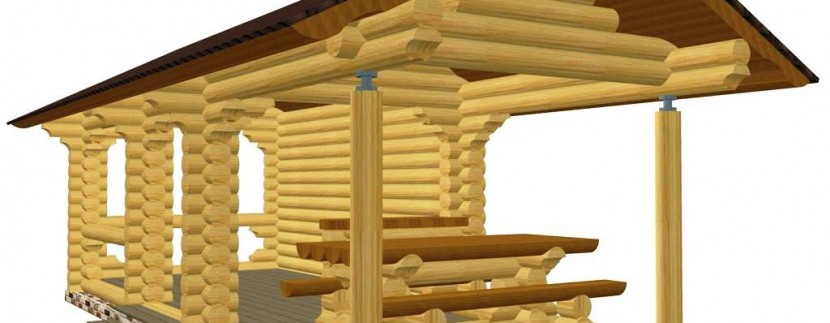 Проект беседки из бревна